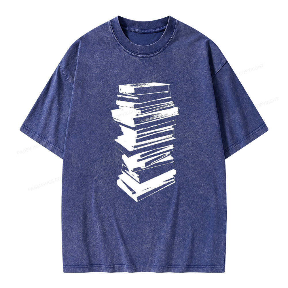 Pagewings Stack of Books Unisex Washed T-shirt
