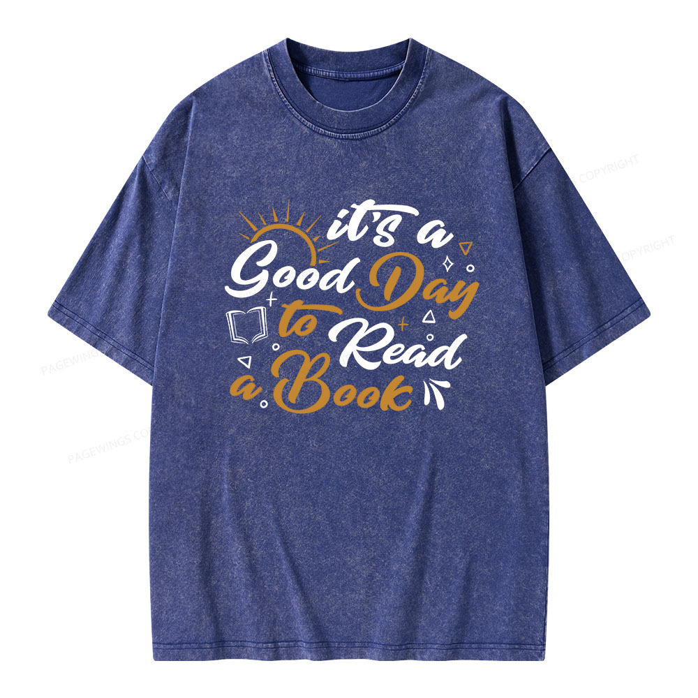 Pagewings It's A Good Day To Read A Book Unisex Washed T-shirt