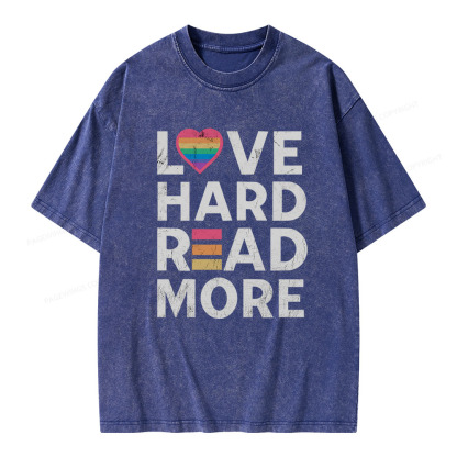 Pagewings Love Hard Read More Unisex Washed T-shirt