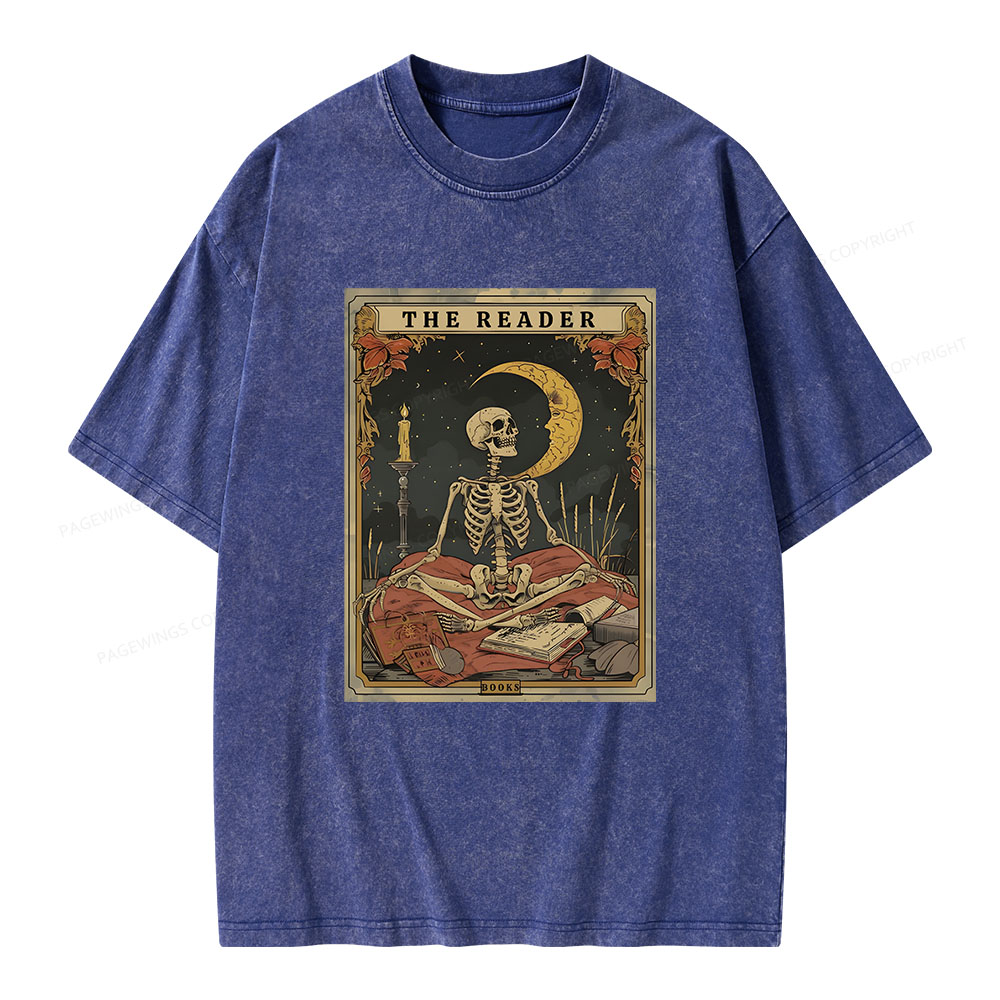 Pagewings The Reader Tarot Card Unisex Washed T-shirt