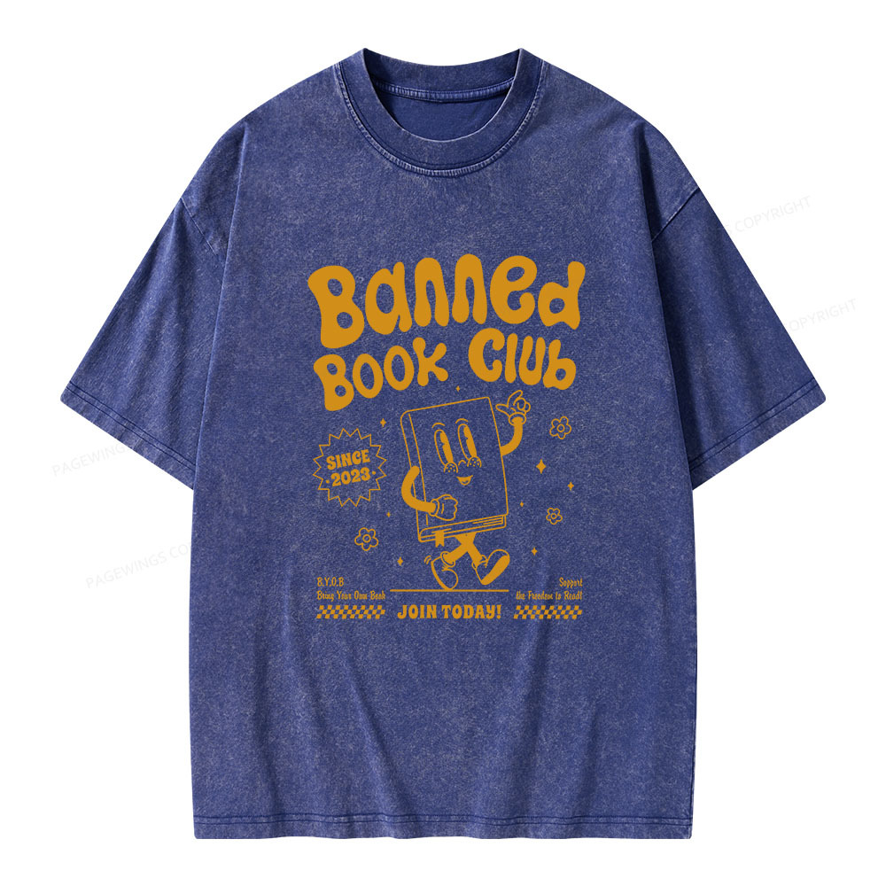 Pagewings Banned Book Club Unisex Washed T-shirt