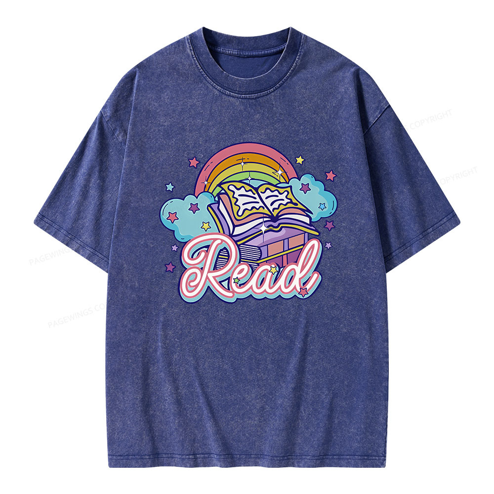 Pagewings Rainbow Book Lover Unisex Washed T-shirt