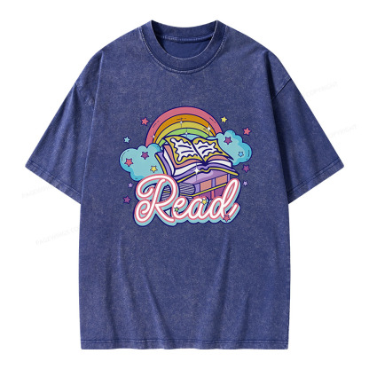 Pagewings Rainbow Book Lover Unisex Washed T-shirt