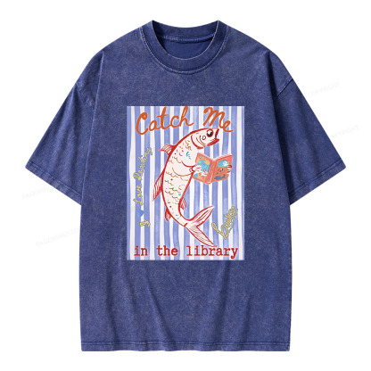 Pagewings Catch Me In The Library Unisex Washed T-shirt