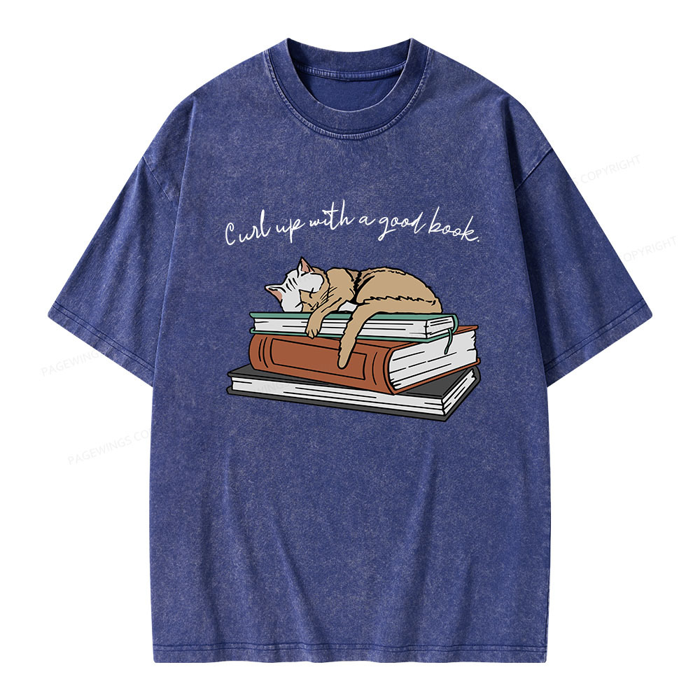 Pagewings Curl Up with a Good Book Unisex Washed T-shirt