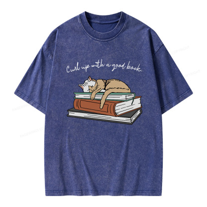 Pagewings Curl Up with a Good Book Unisex Washed T-shirt