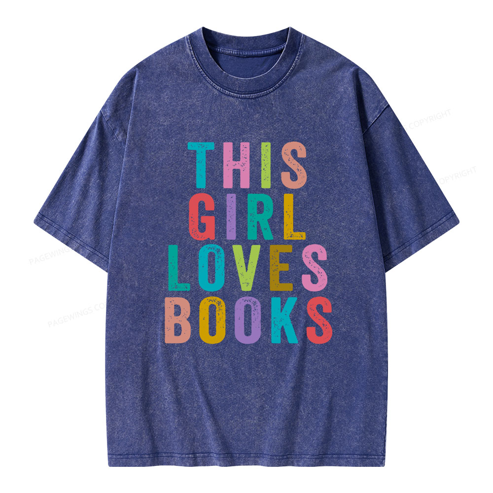 Pagewings This Girl Loves Books Unisex Washed T-shirt