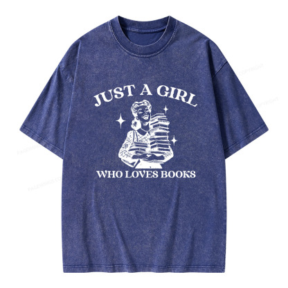 Pagewings Just A Girl Who Loves Books Unisex Washed T-shirt