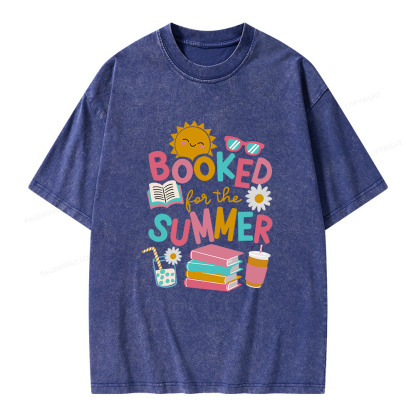 Pagewings Booked For The Summer Unisex Washed T-shirt