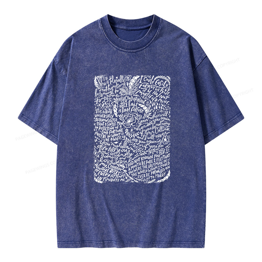 Pagewings Pride and Prejudice Unisex Washed T-shirt