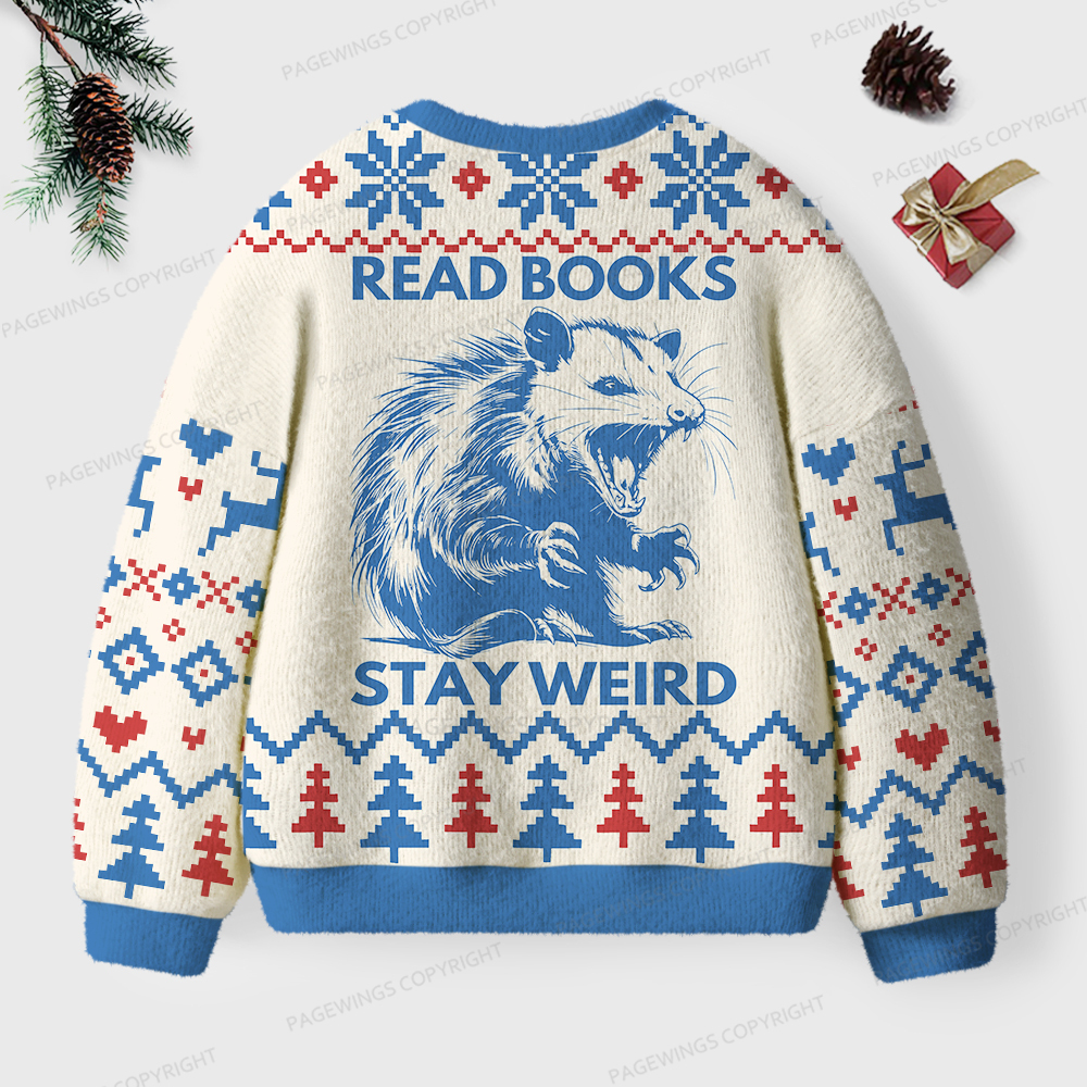 Pagewings Read Books Stay Weird Unisex Ugly Sweatshirt