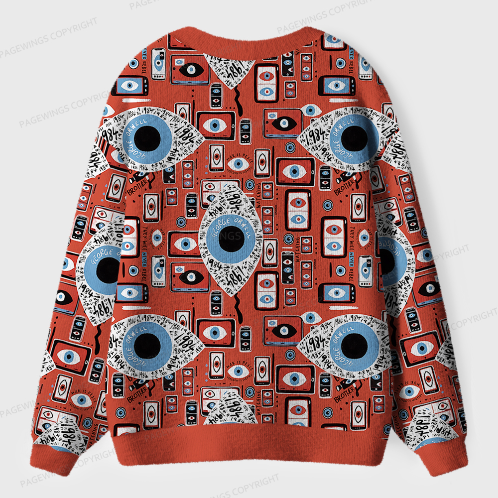 Pagewings Make Orwell Fiction Again Unisex Ugly Cardigan Sweaters