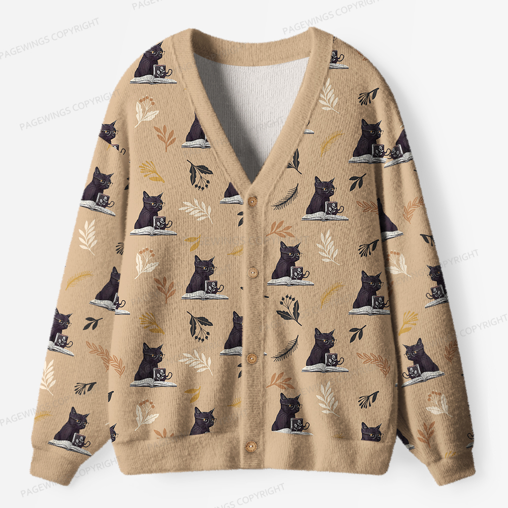 Pagewings Reading Books  Drink Coffee Fight Evil Unisex Ugly Cardigan Sweaters