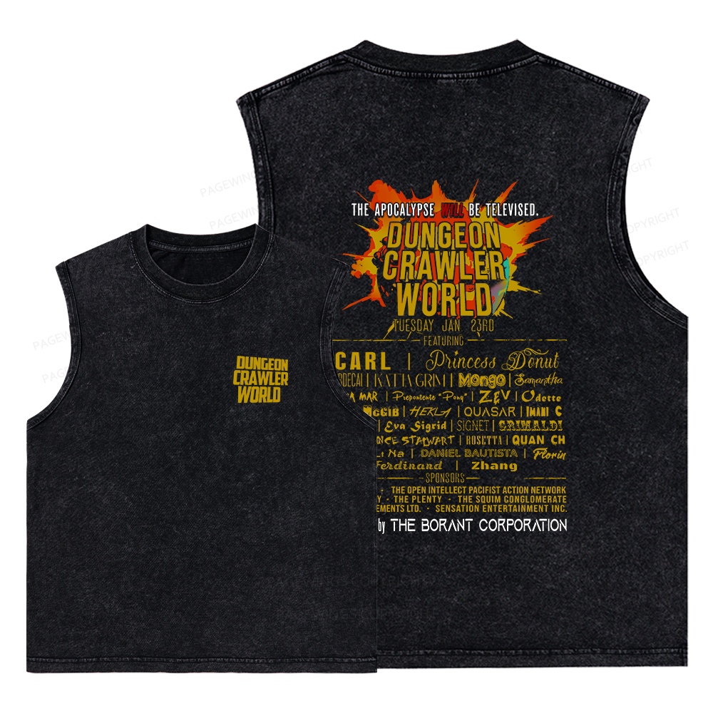 Pagewings Dungeon Crawler World Tour Unisex Washed Tank Top