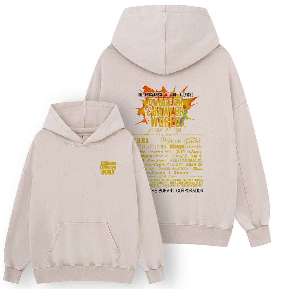 Pagewings Dungeon Crawler World Tour Unisex Washed Hoodie