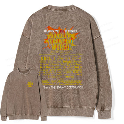 Pagewings Dungeon Crawler World Tour Unisex Washed Sweatshirt