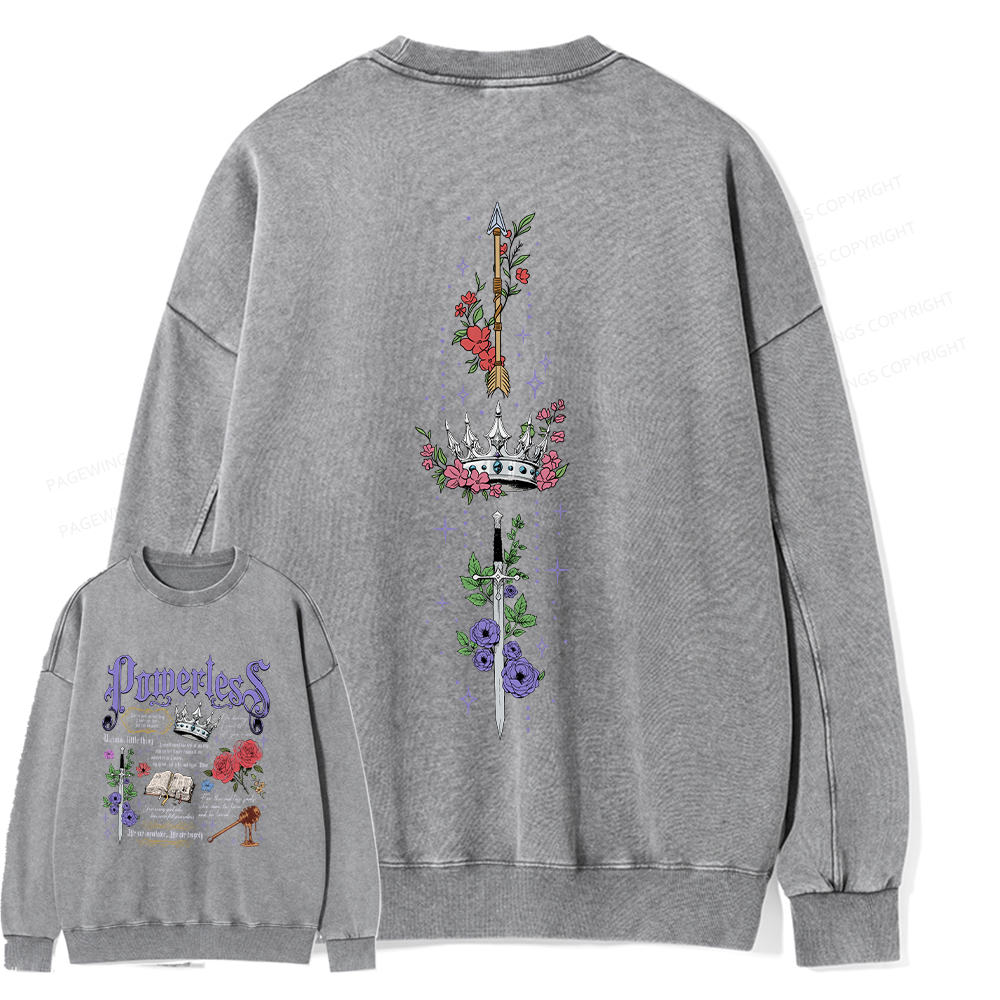 Pagewings Powerless Bookish Comfort Colors Unisex Washed Sweatshirt