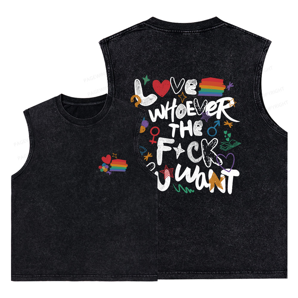 Pagewings Love Whoever The F*ck You Want Unisex Washed Tank Top