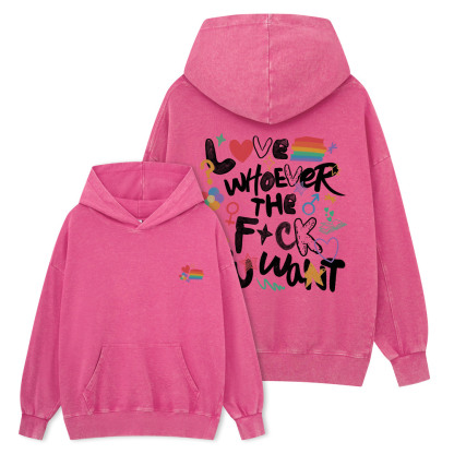 Pagewings Love Whoever The F*ck You Want Unisex Washed Hoodie
