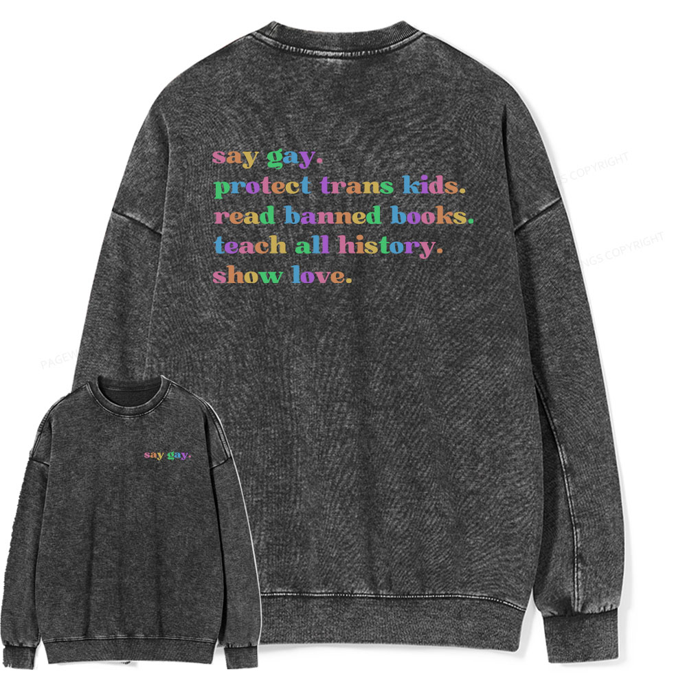 Pagewings Read Banned Books Unisex Washed Sweatshirt
