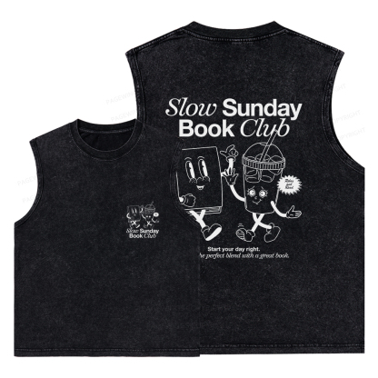 Pagewings Slow Sunday Book Club Unisex Washed Tank Top