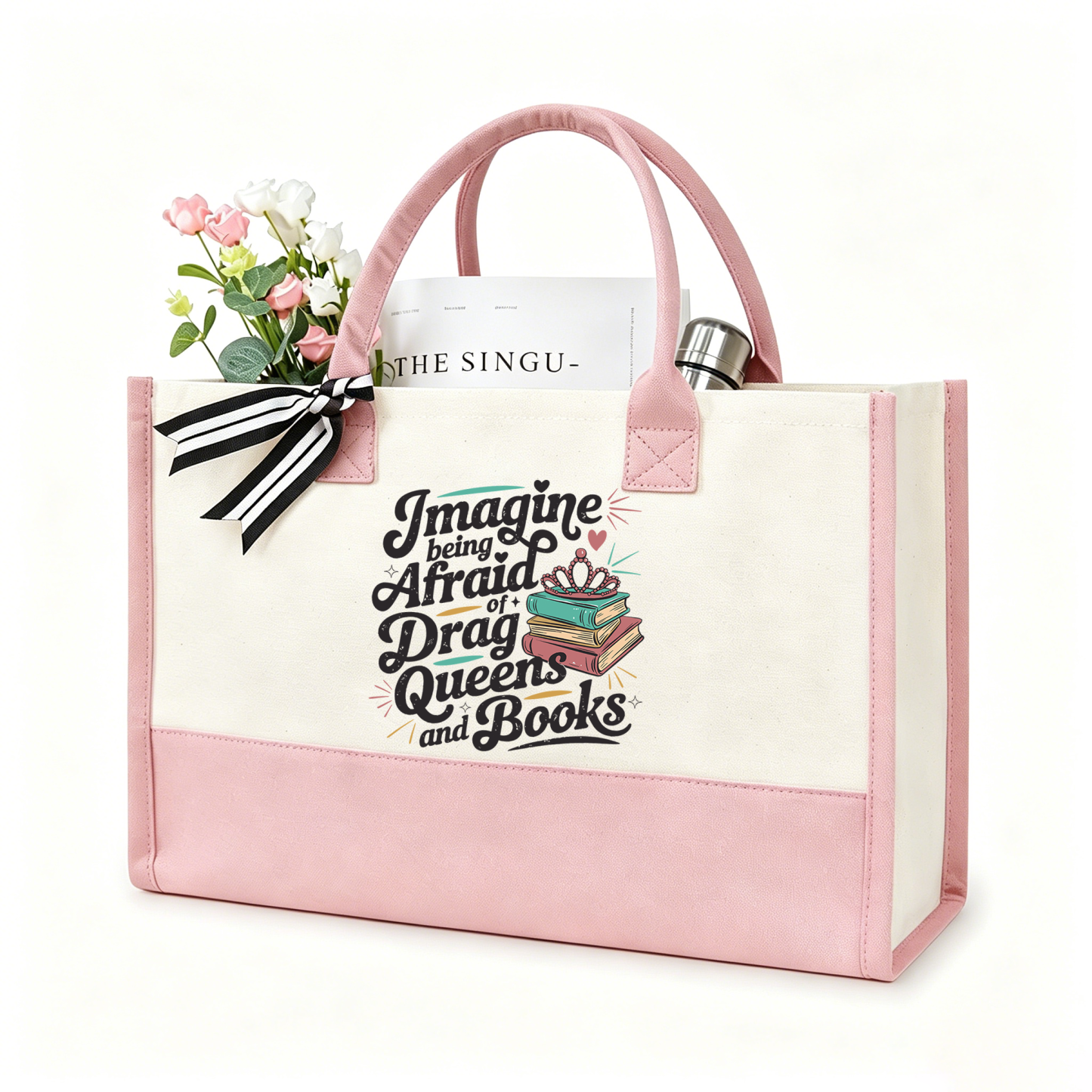 Pagewings Imagine Being Afraid Of Drag Queens And Books11701 Large Tote Bag