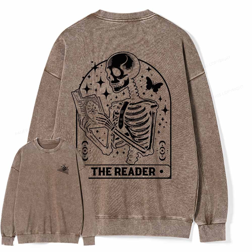 Pagewings The Reader Tarot Card Shirt Unisex Washed Sweatshirt