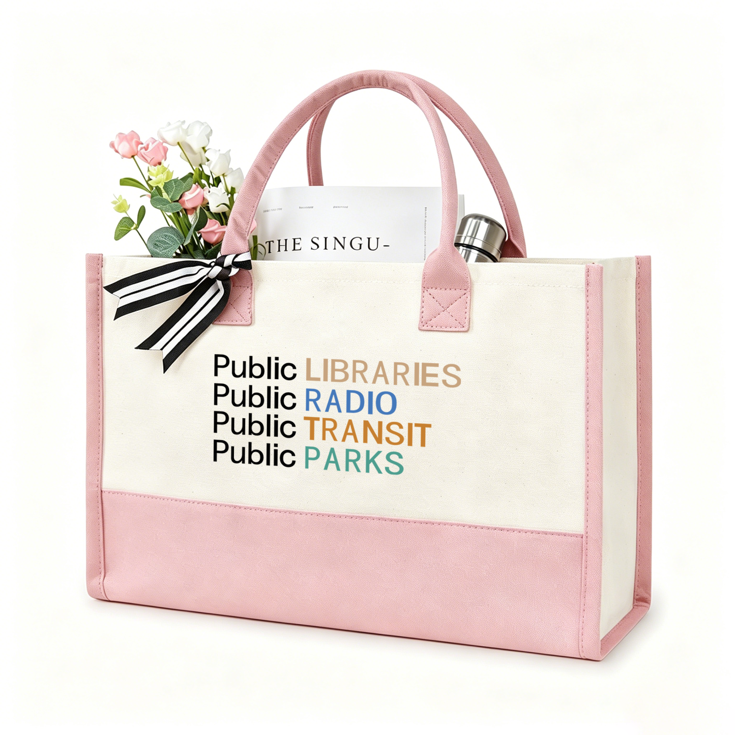 Pagewings Public Libraries Radio11558 Large Tote Bag