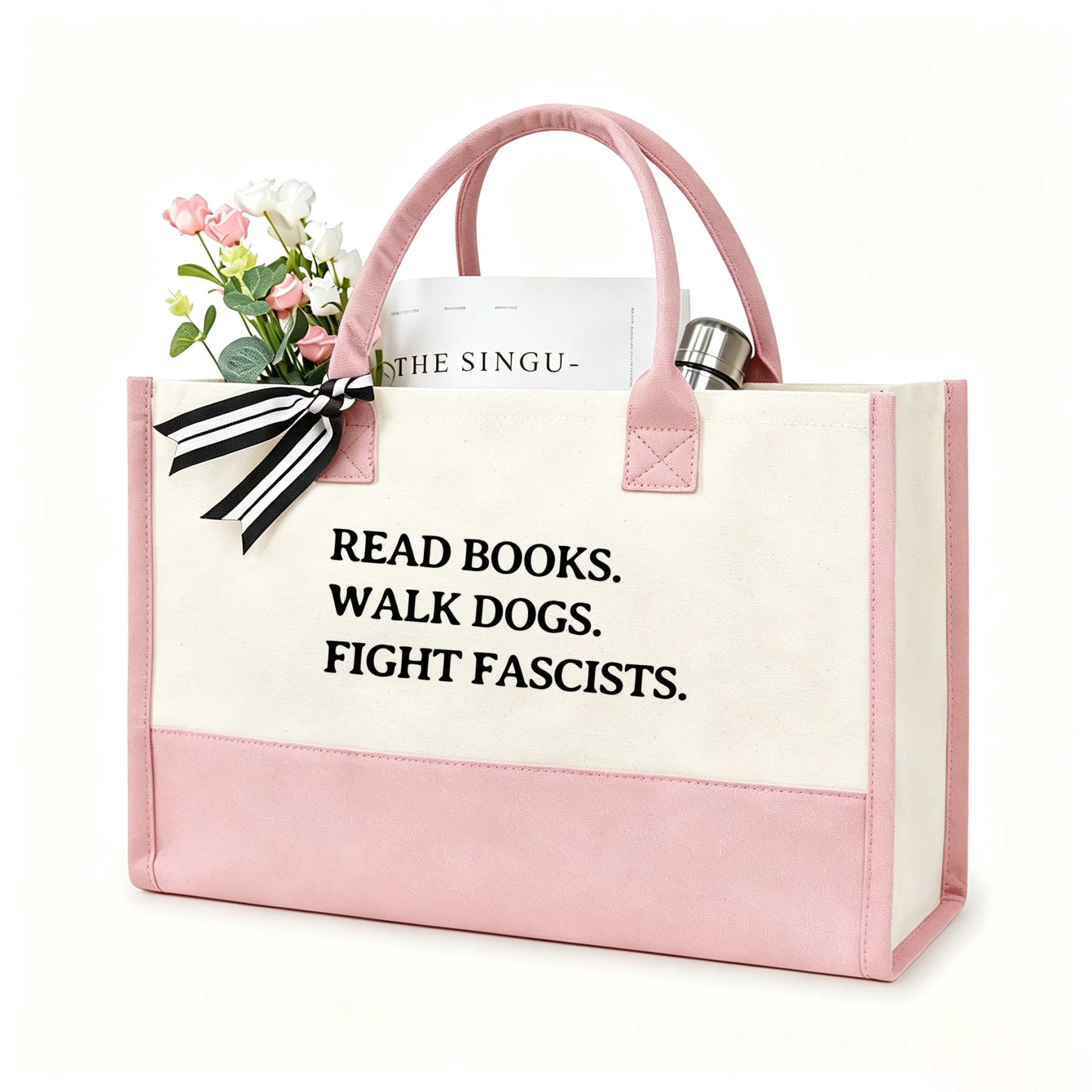 Pagewings Read Books Walk Dogs And Fight13236 Large Tote Bag