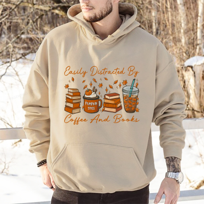 Pagewings Easily Distracted By Coffee And Books Unisex Classic Hoodie