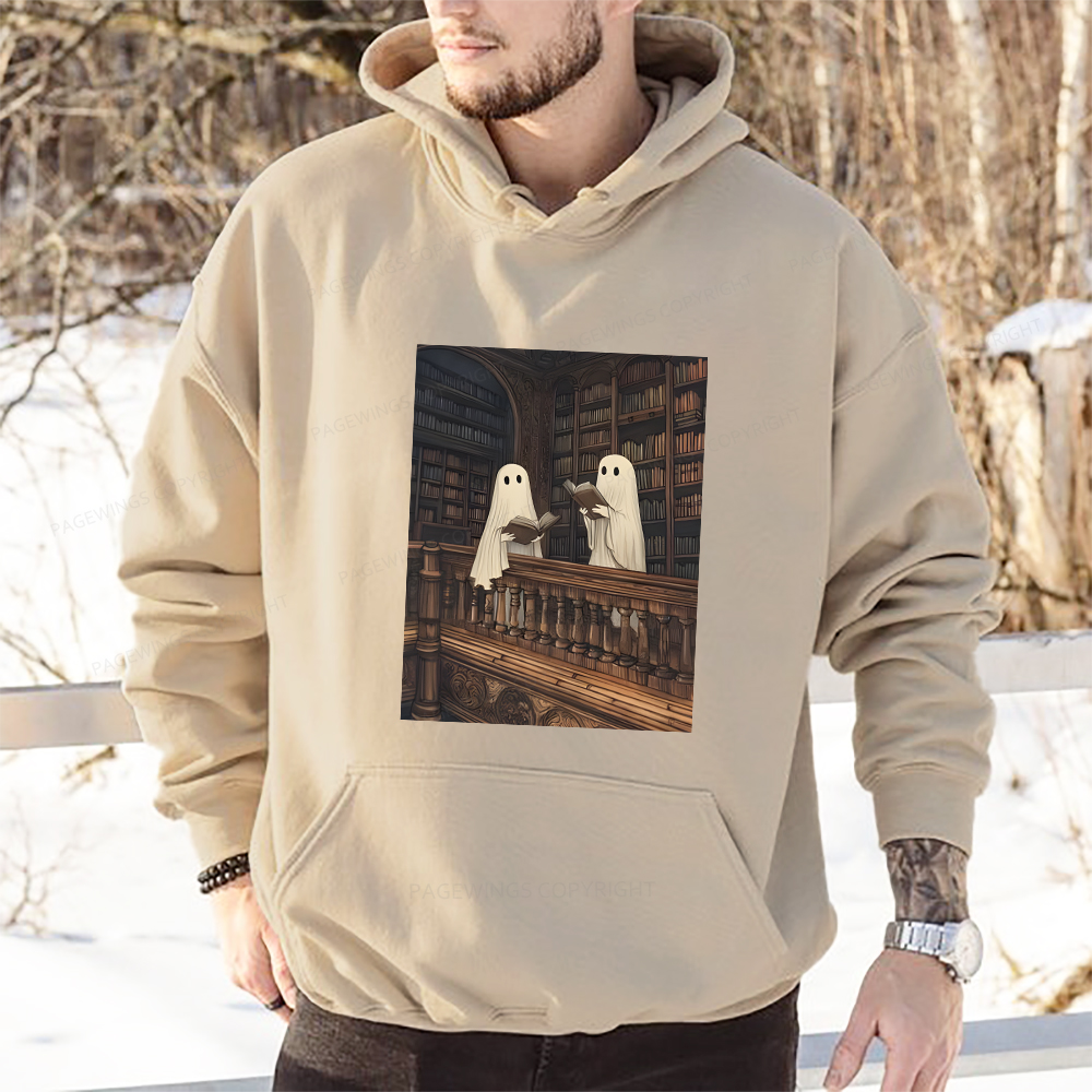 Pagewings Halloween Ghost Reading Unisex Classic Hoodie