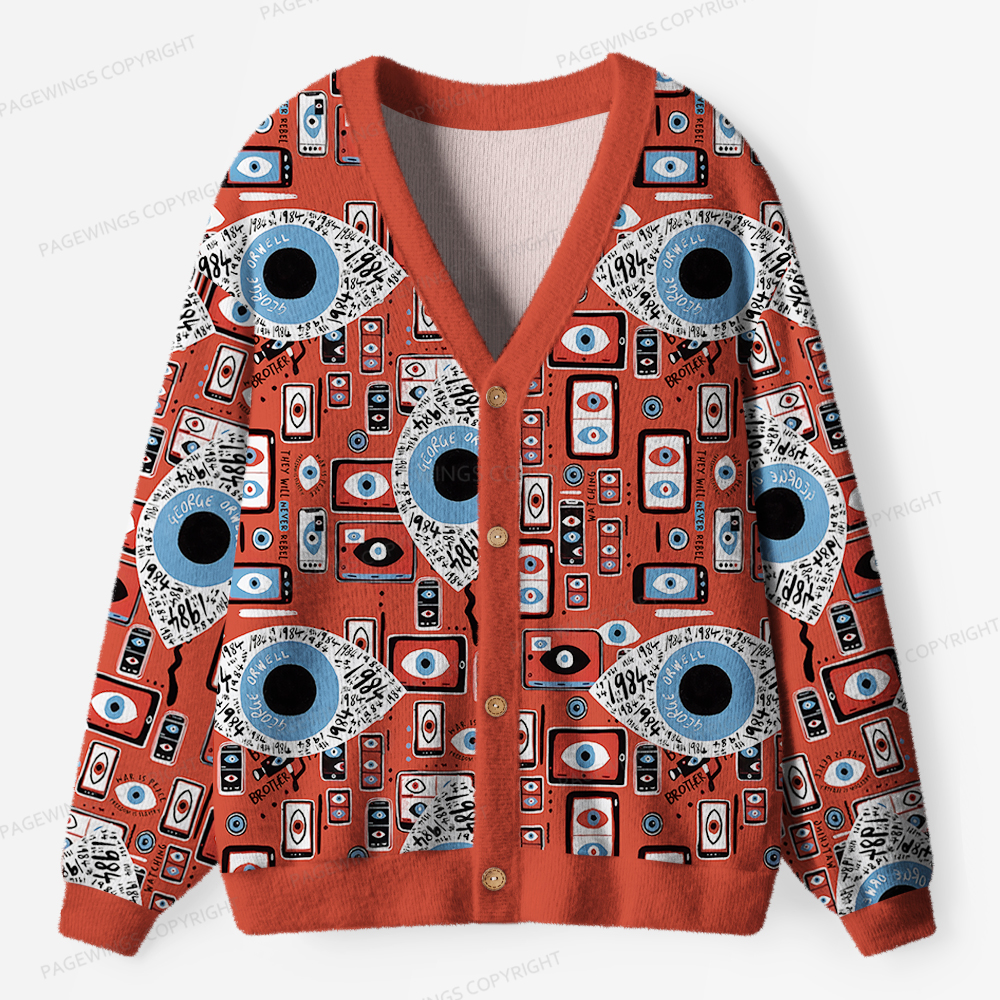 Pagewings Make Orwell Fiction Again Unisex Ugly Cardigan Sweaters