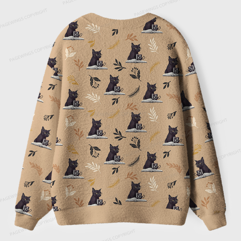 Pagewings Reading Books  Drink Coffee Fight Evil Unisex Ugly Cardigan Sweaters