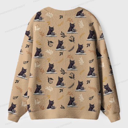 Pagewings Reading Books  Drink Coffee Fight Evil Unisex Ugly Cardigan Sweaters