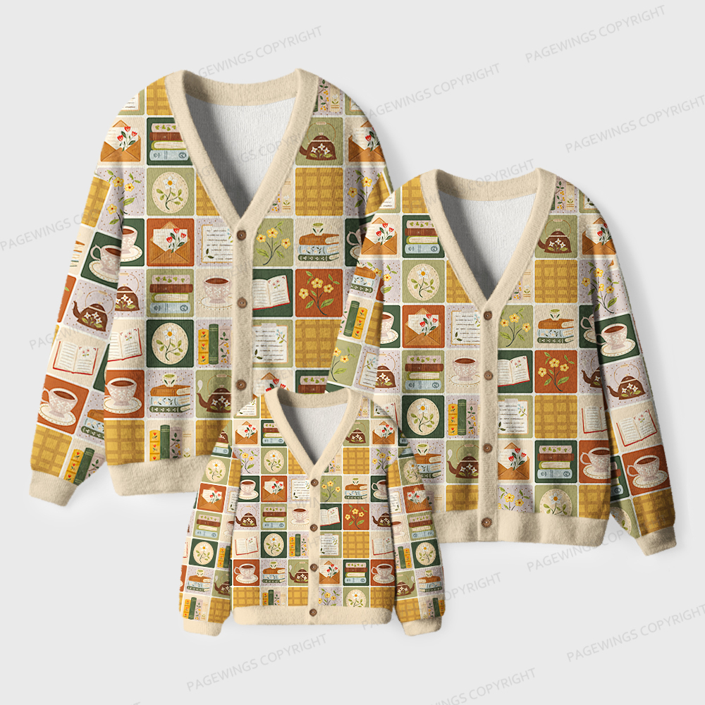 Pagewings Reading All Fall Unisex Ugly Cardigan Sweaters