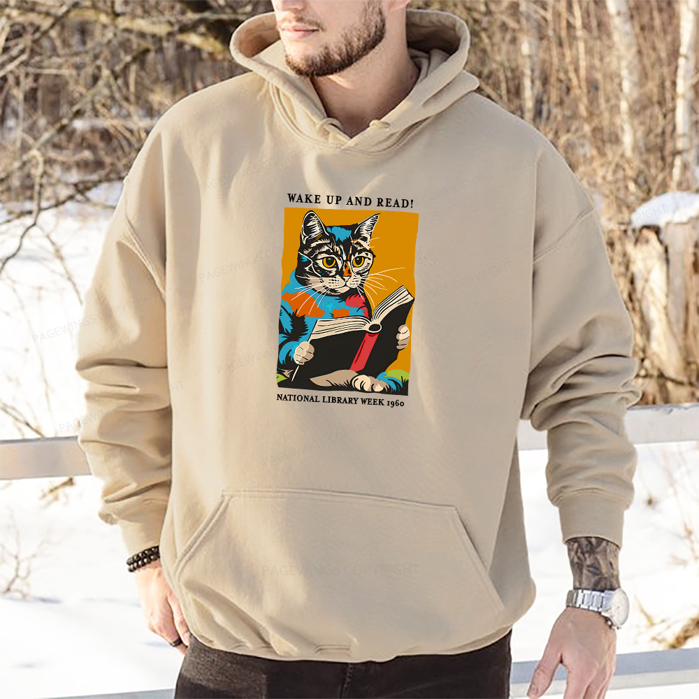 Pagewings Cat Reading Poster Unisex Classic Hoodie