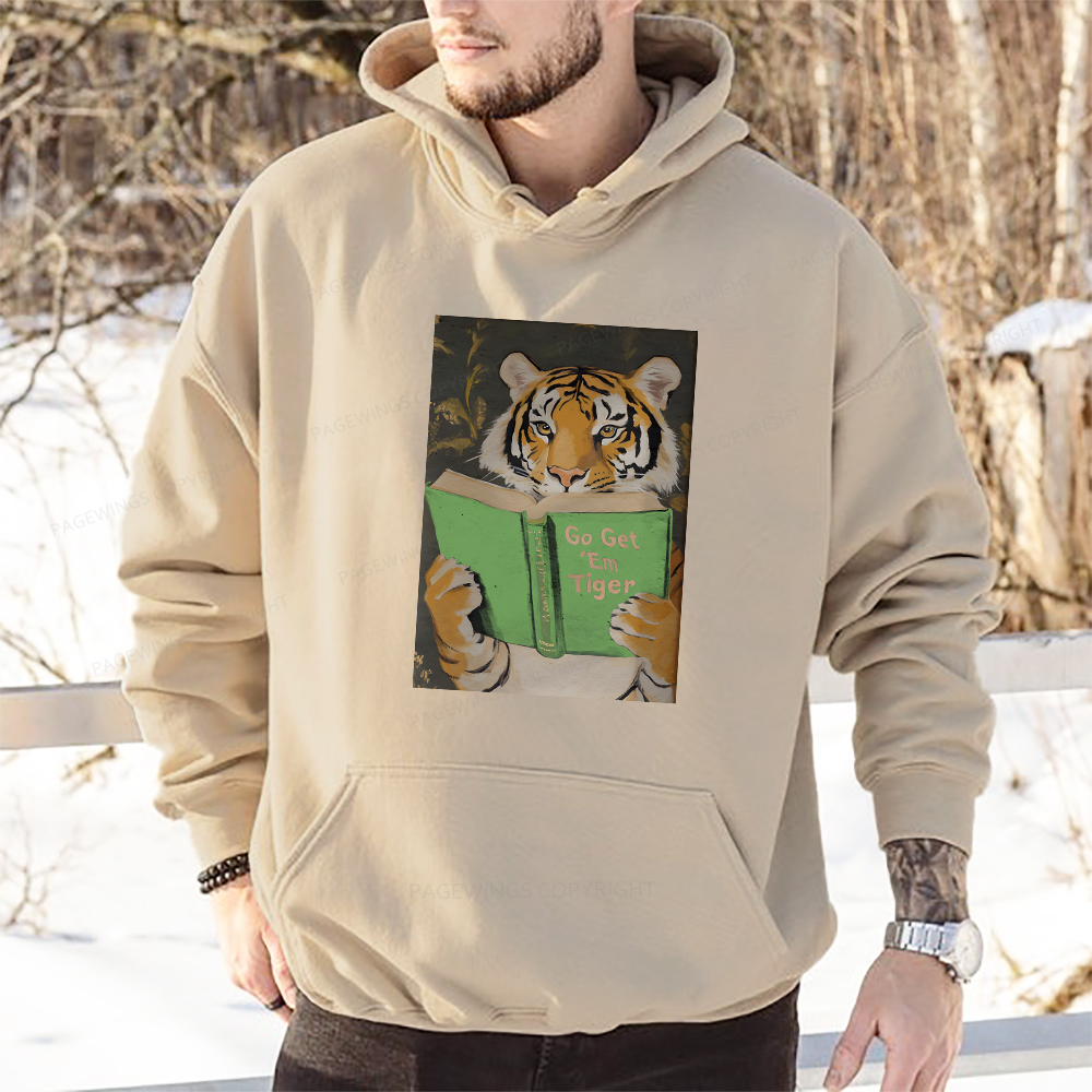 Pagewings Motivational Tiger Reading Unisex Classic Hoodie