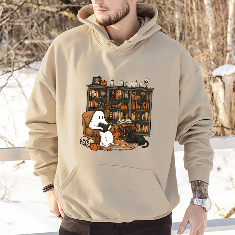 Pagewings Halloween Ghost Reading Books Unisex Classic Hoodie