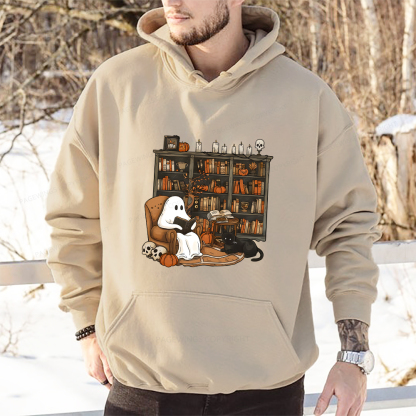 Pagewings Halloween Ghost Reading Books Unisex Classic Hoodie