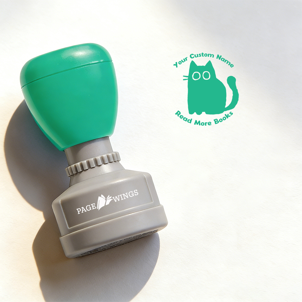 Pagewings Personalized Name Cat Books Stamp