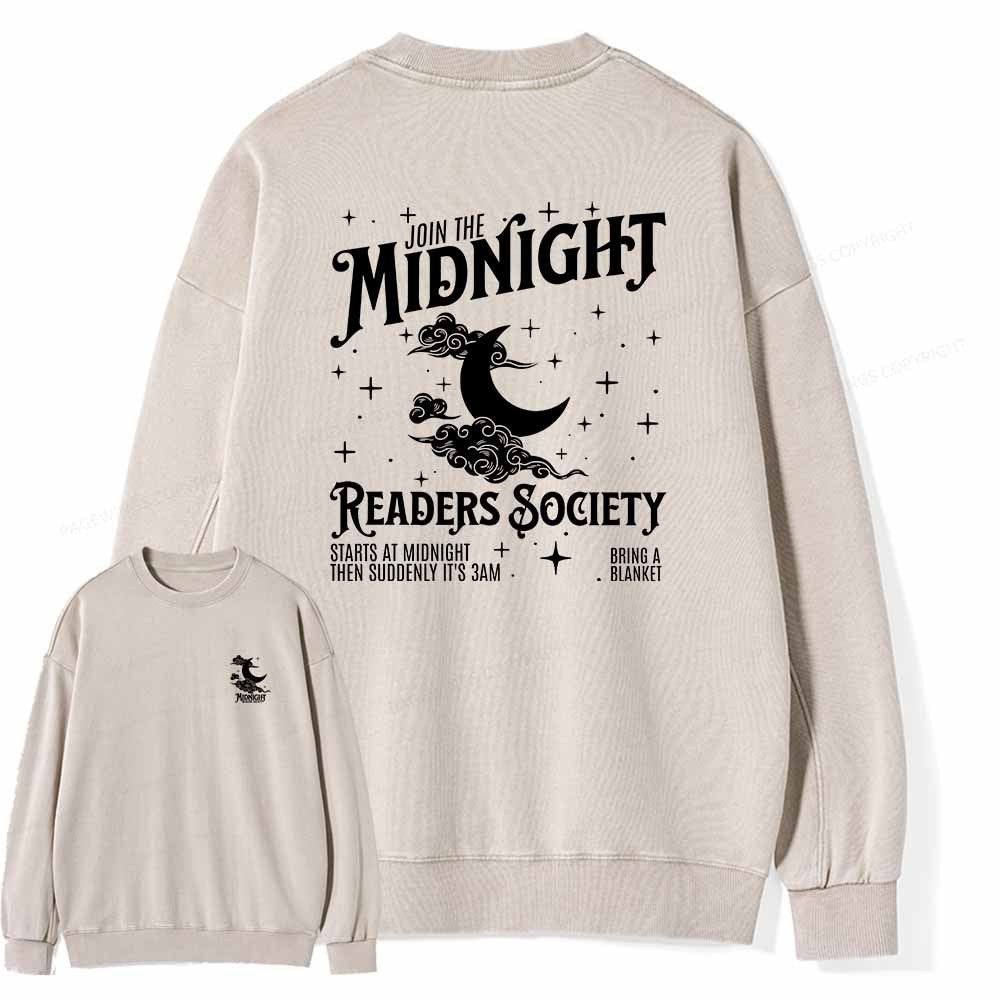 Pagewings Late night readers book club Unisex Washed Sweatshirt