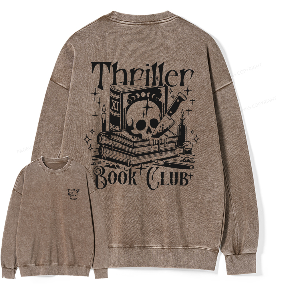 Pagewings Thriller Book Club Shirt Unisex Washed Sweatshirt