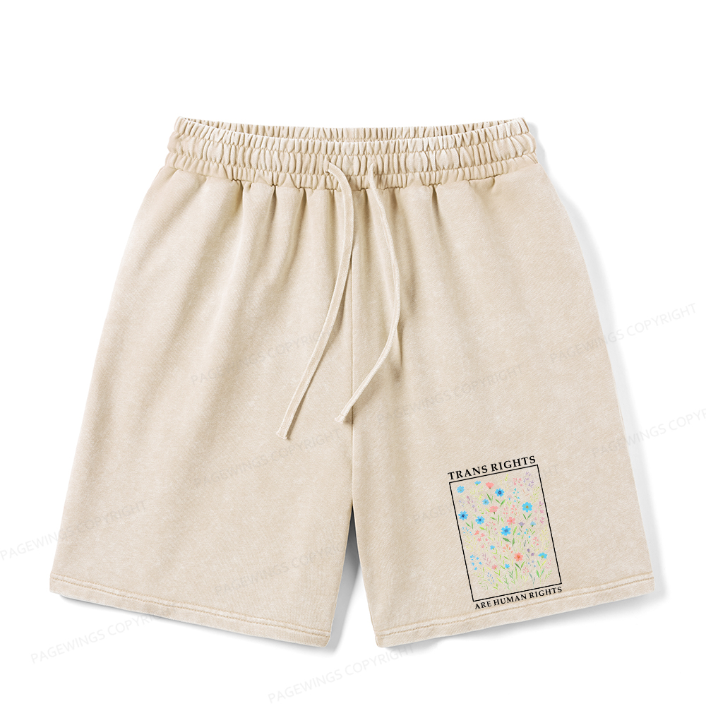 Pagewings Trans Rights Are Human Rights Unisex Washed Shorts