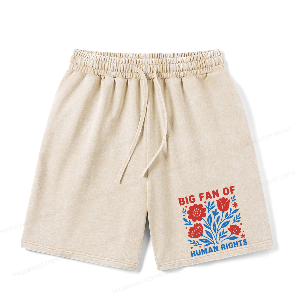Pagewings Big Fan Of Human Rights Unisex Washed Shorts