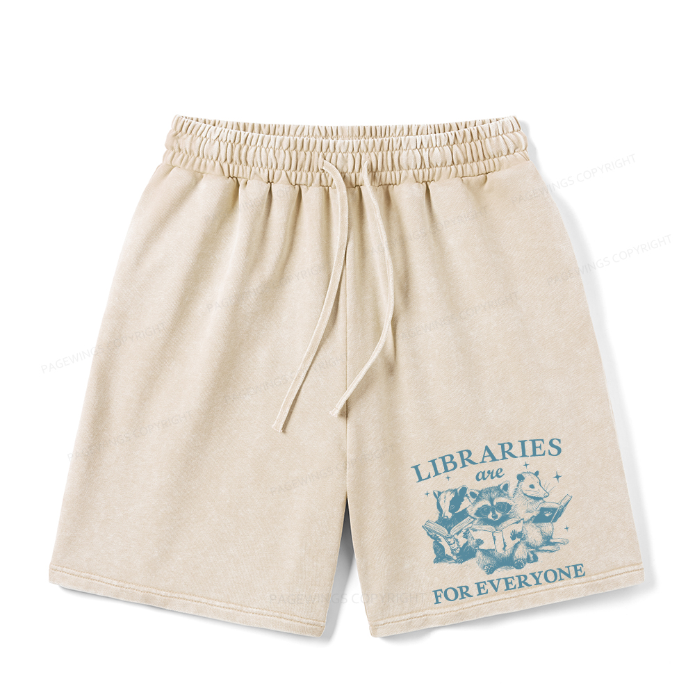 Pagewings Libraries Are For Everyone Unisex Washed Shorts
