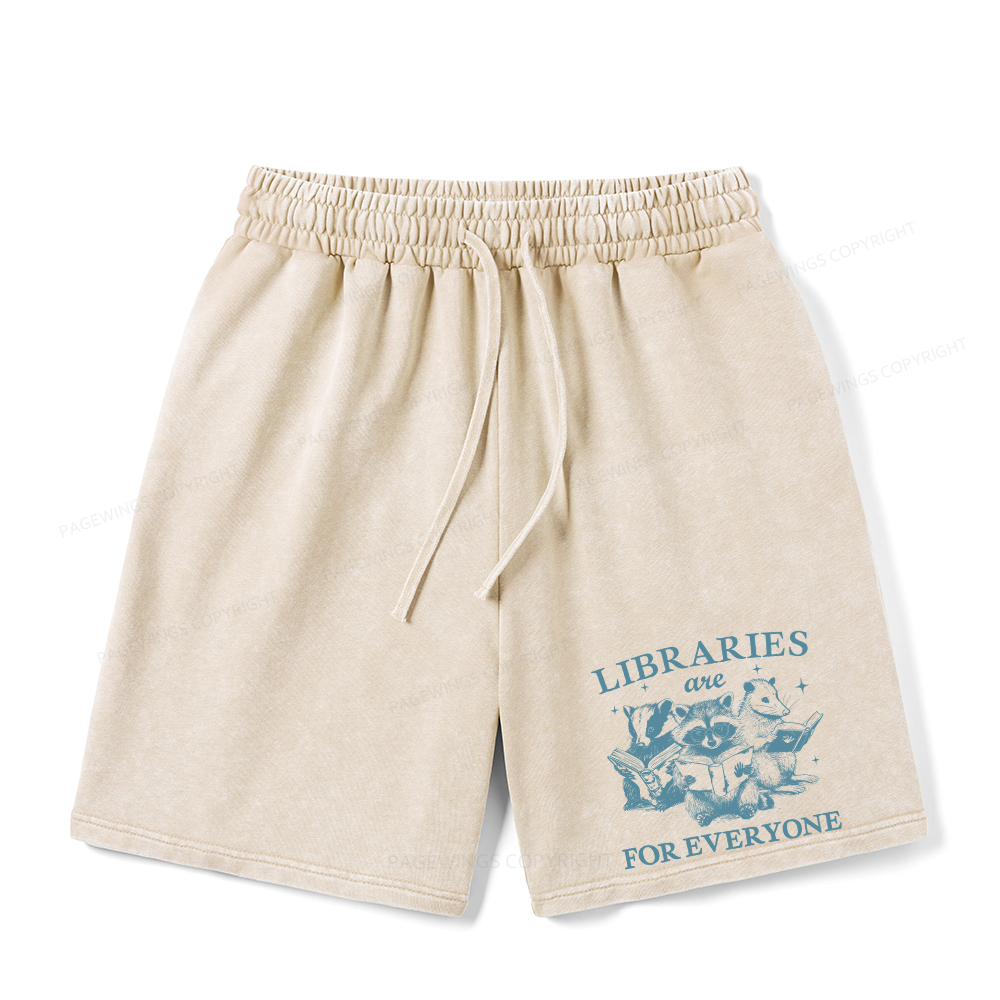 Pagewings Libraries Are For Everyone Unisex Washed Shorts