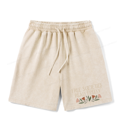 Pagewings Read Freely Unisex Washed Shorts