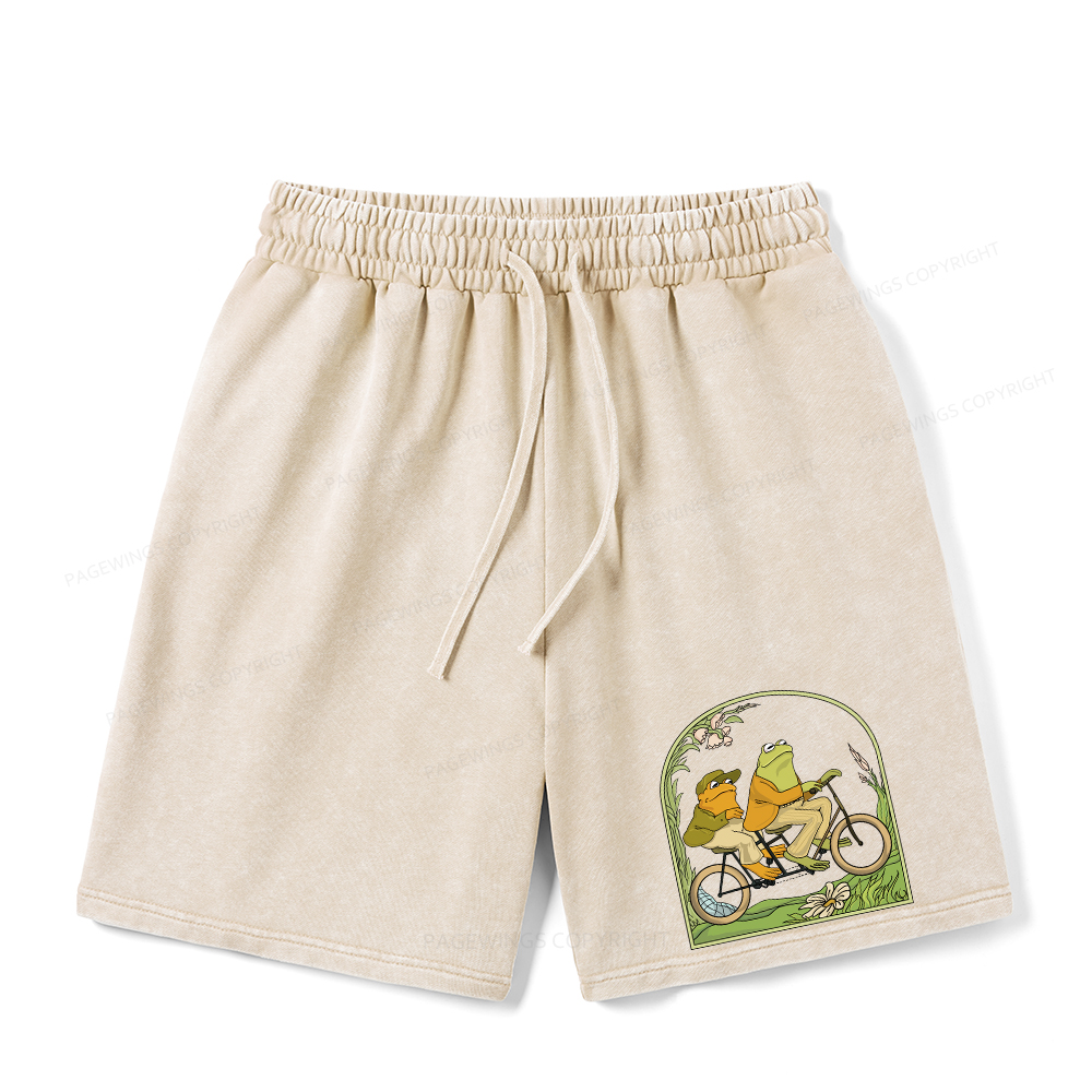 Pagewings Frog And Toad Book Vintage Unisex Washed Shorts