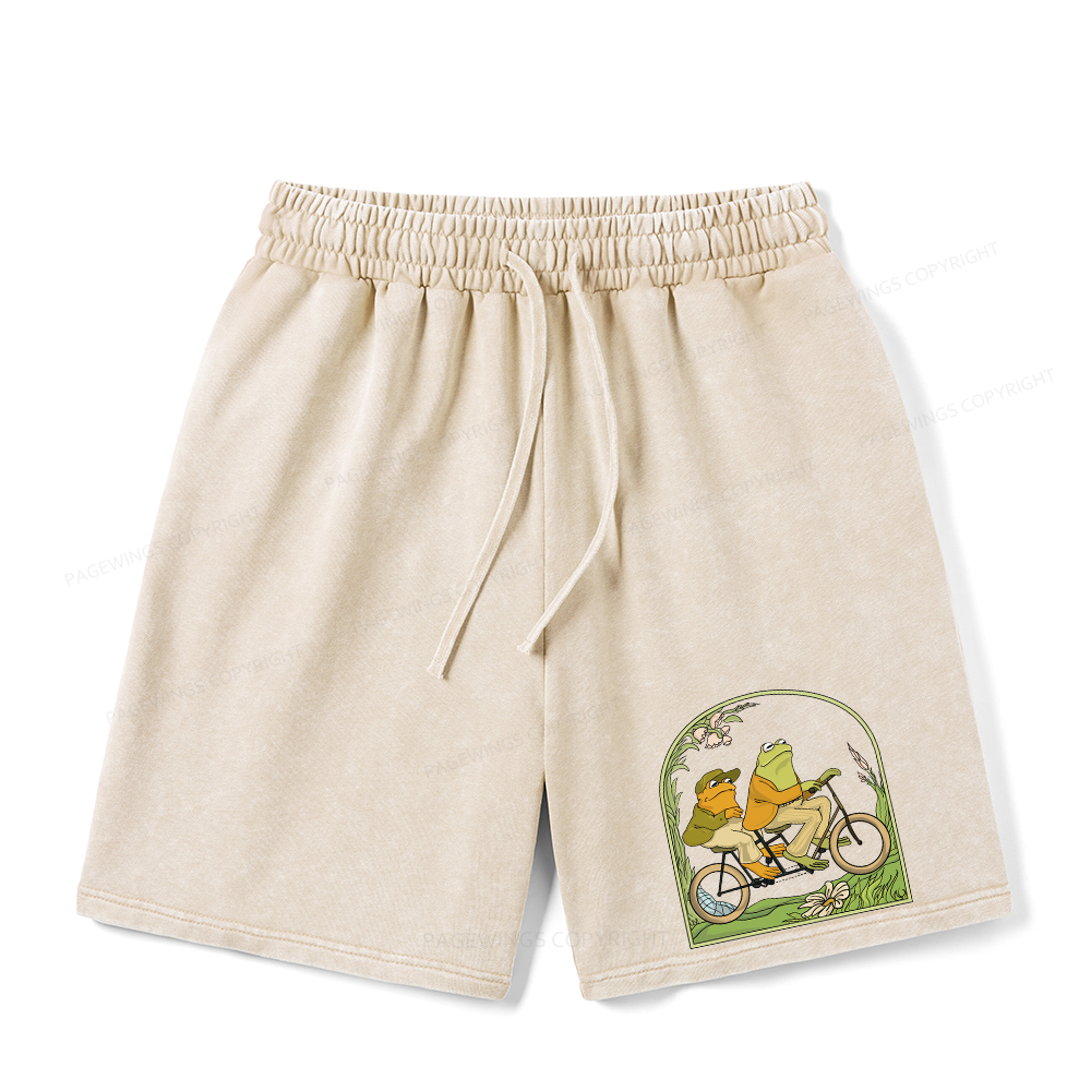 Pagewings Frog And Toad Book Vintage Unisex Washed Shorts