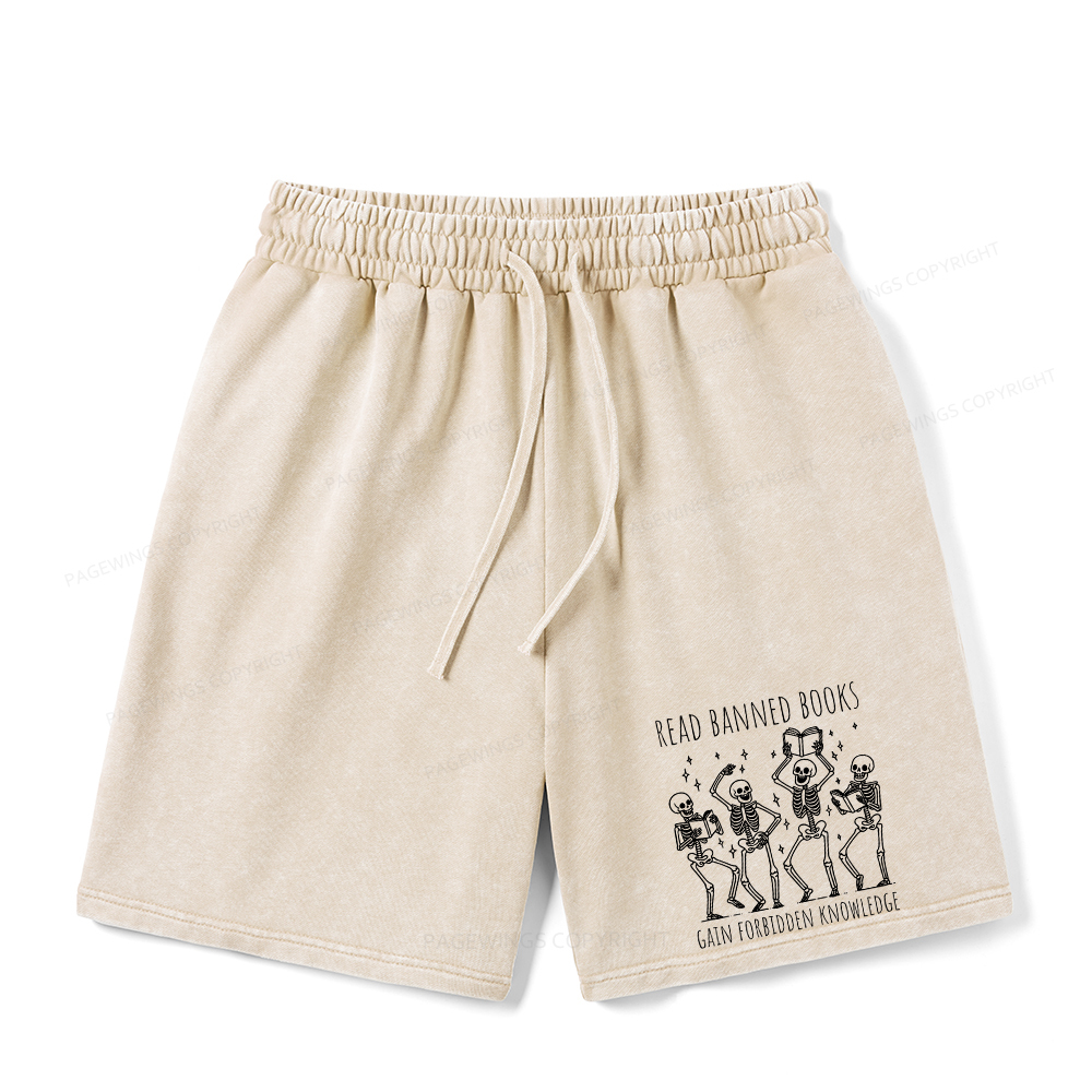 Pagewings Reading Books Tee Book Lover Unisex Washed Shorts